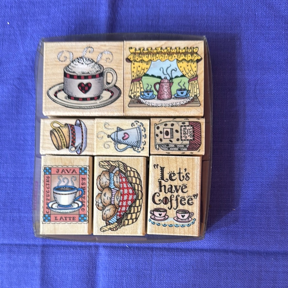 Coffee-Themed Wooden Stamp Set